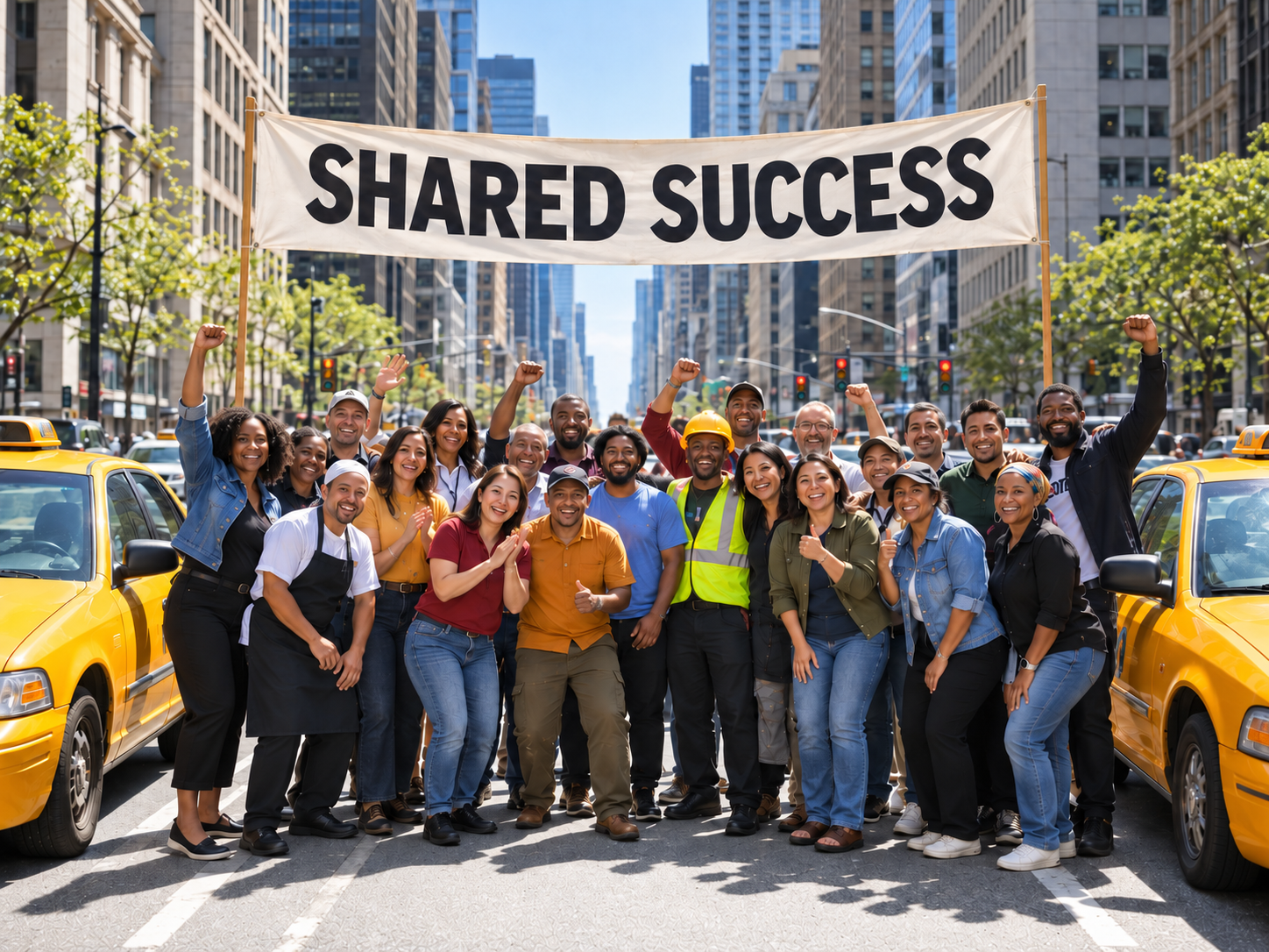 Community members and organizers gathered around a shared transportation initiative
